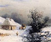 Ivan Aivazovsky Little Russian Ox Cart in Winter France oil painting artist